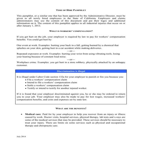 Time of hire pamphlet 