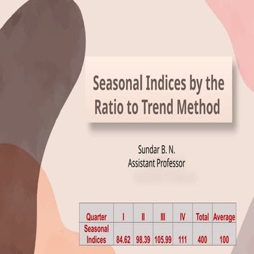 Time Series Analysis - Seasonal Indices by the Ratio to Trend Method