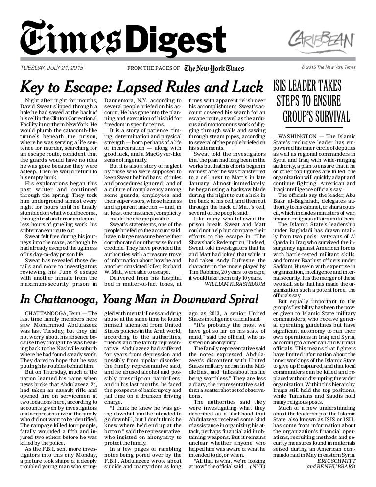 Times digest 21.7.15