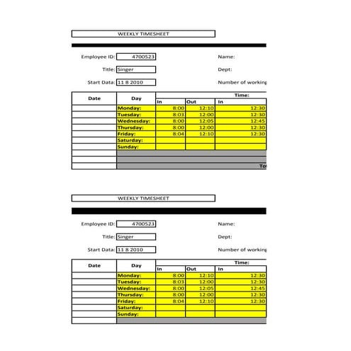 January time sheet | DOC