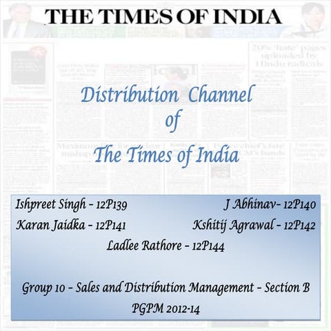 Distribution Channel of The Times of India
