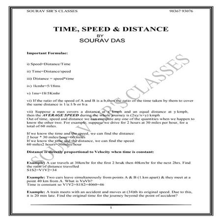 Time speed and idistance | PDF
