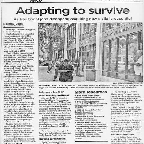 Times Union Re Training Article