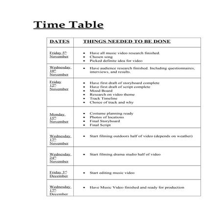 Time table