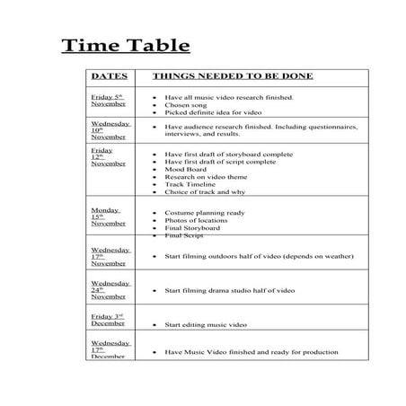 Time table
