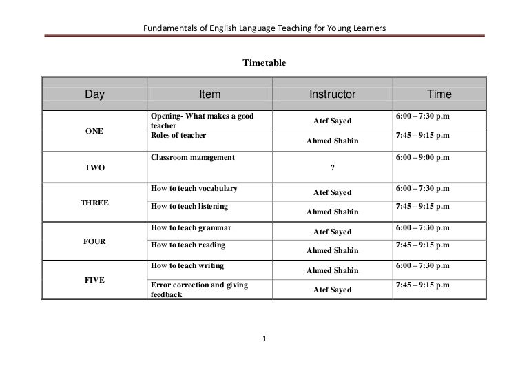 Time table