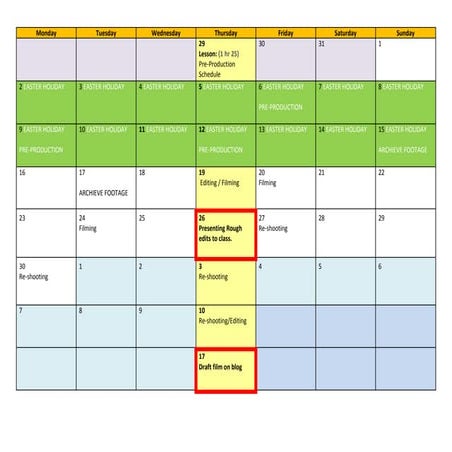 Unit 22 timetable | DOCX