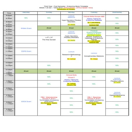 Timetable   endo