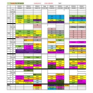 Timetable from 18th september 2017