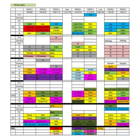Timetable | XLS