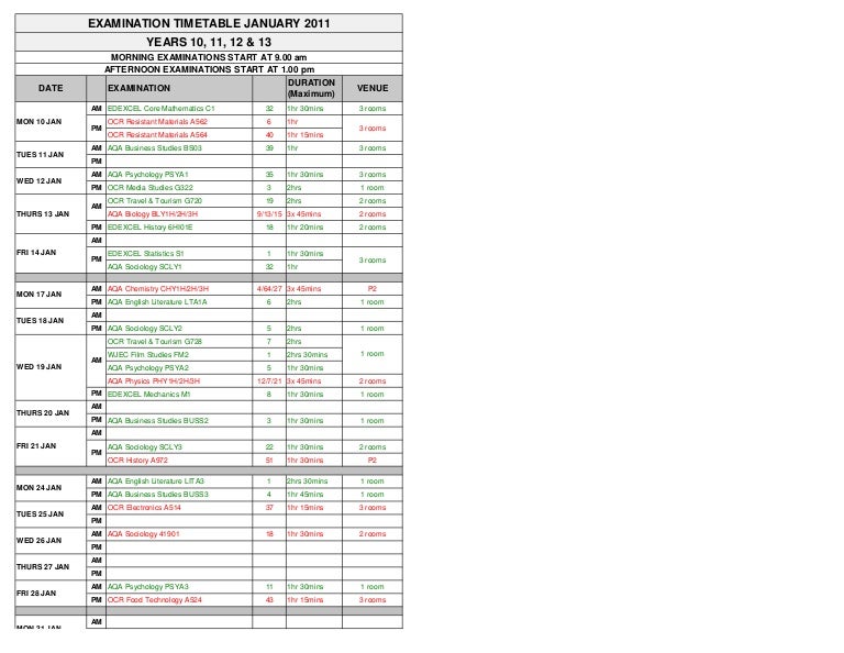 Edexcel coursework timetable 2011 picture