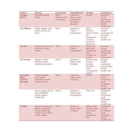 Time table media studies