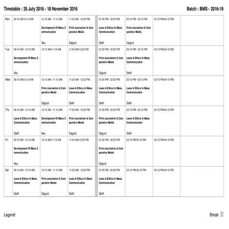 Timetable pdf