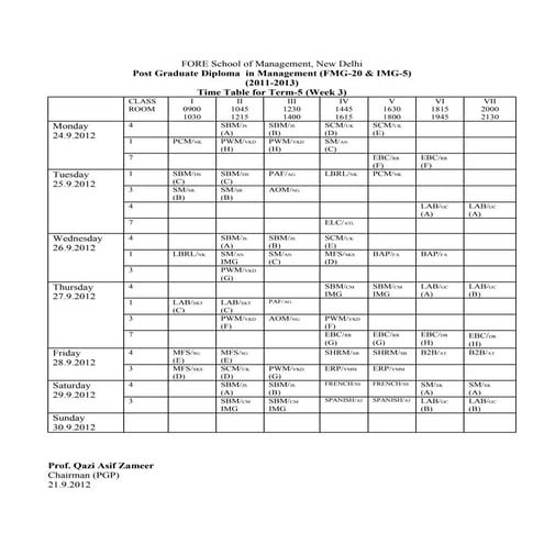 Timetable t 5 sep 24 to 30 fmg img 2012-13 | DOCX