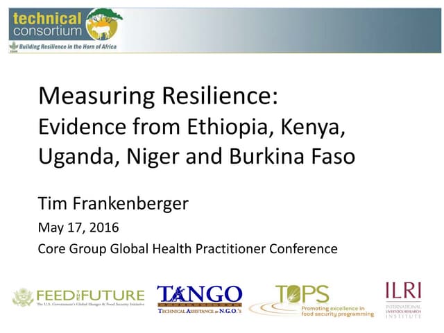 Measuring Resilience Evidence from Ethiopia Kenya Uganda Niger and Burkina Faso TIM FRANKENBERGER