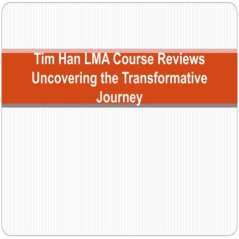 Tim Han Life Mastery Achievers (LMA) Course Reviews a Revolutionary ...