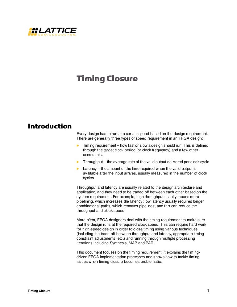 Timing closure document
