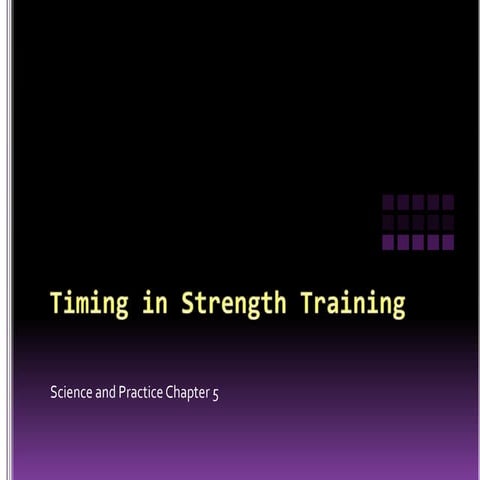 Timing in strength training