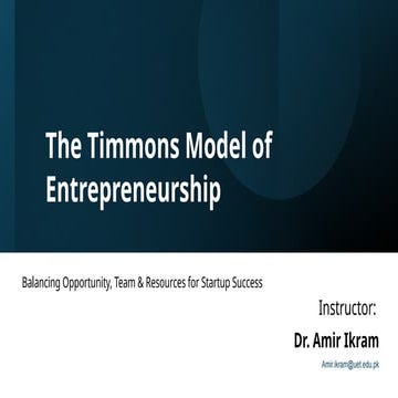 Timmons Model of Entrepreneurship for new venture | PPTX
