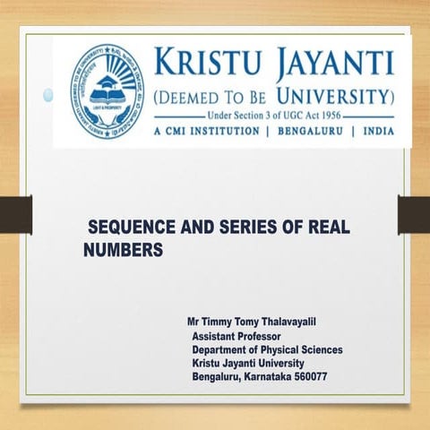 INFINITE SEQUENCE AND SERIES OF REAL NUMBERS