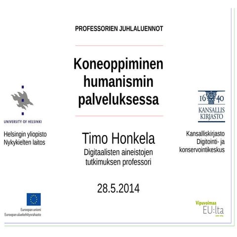 Timo Honkela: Koneoppiminen humanismin palveluksessa