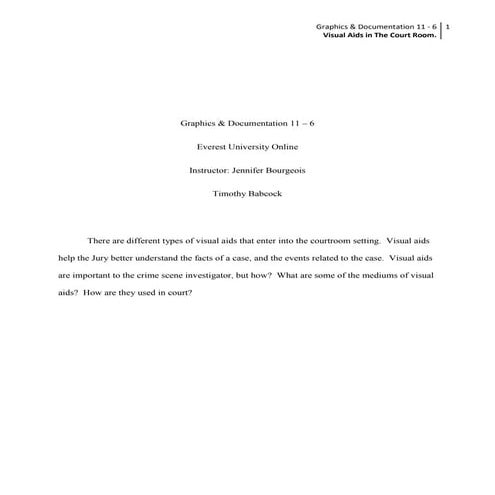 Visual Aids in the Court Room. Evidence Presentations- | DOCX
