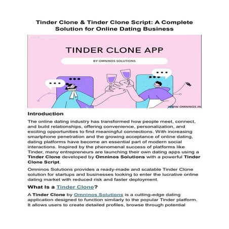 Tinder Clone Script | Dating App Development - Omninos | PDF