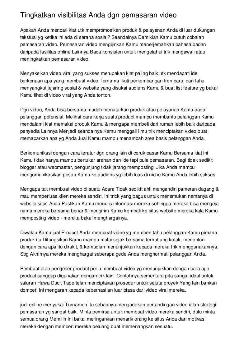Tingkatkan Visibilitas Anda Dgn Pemasaran Video