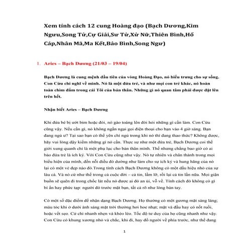 Xem tính cách 12 cung hoàng đạo (cái này tin hoặc không tin, nhưng đọc thấy v...