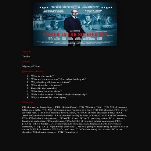 Tinker Tailor Soldier Spy