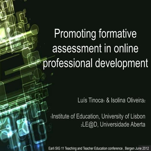 Tinoca & oliveira   promoting formative assessment in online professional dev...