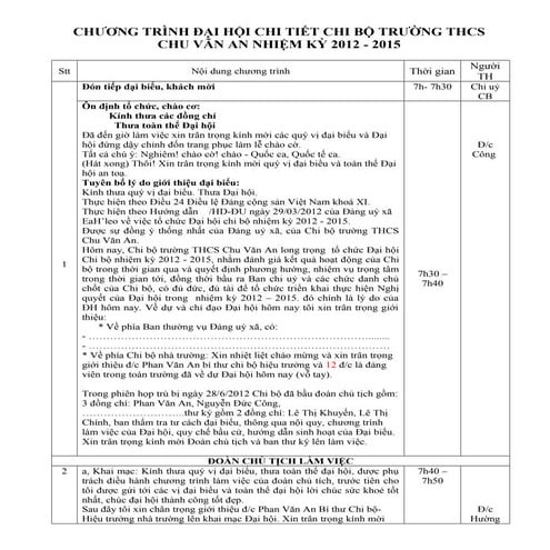 Tiến trình đại hội chi bộ 2013   2015