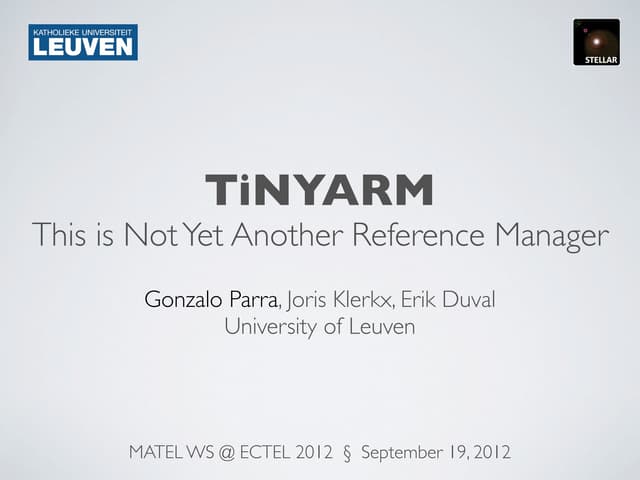 TiNYARM @ MATEL WS