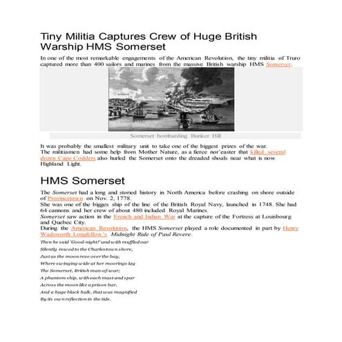 Tiny militia captures crew of huge british warship hms somerset