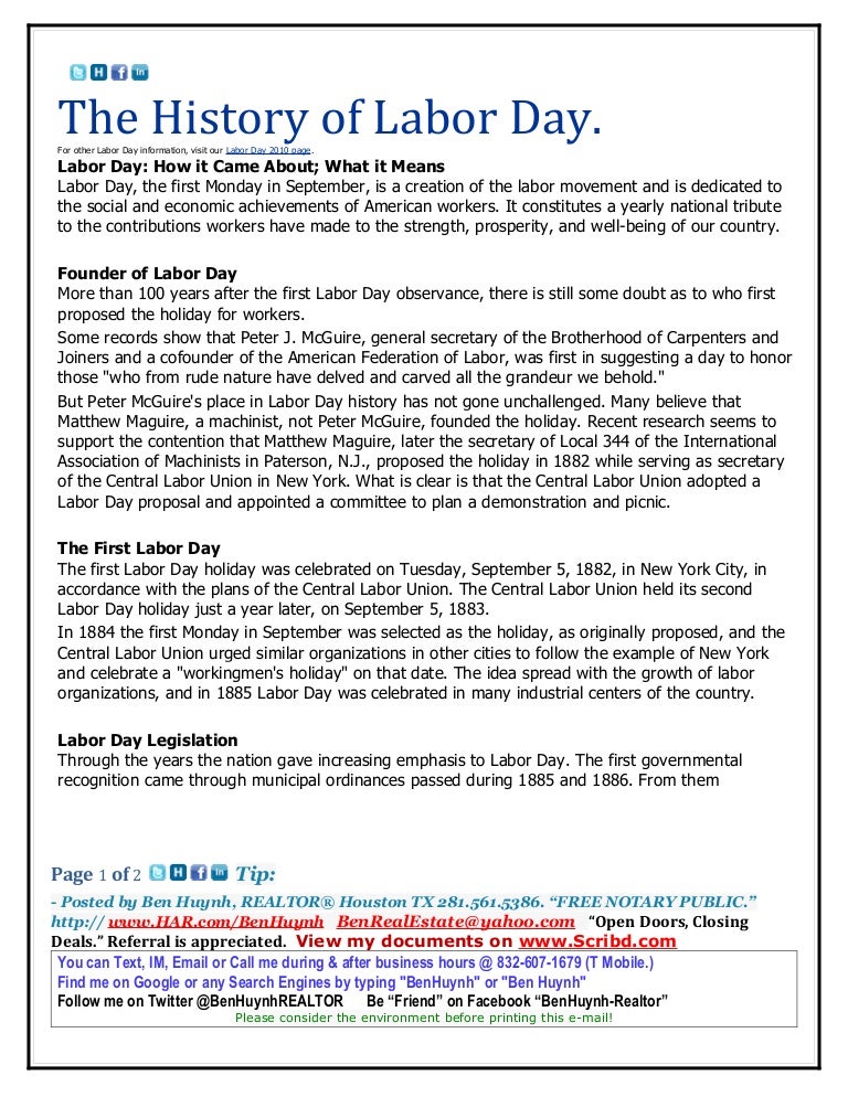 the history of labor day
