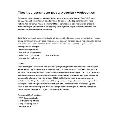 Tipe serangan pada website&webserver | PDF