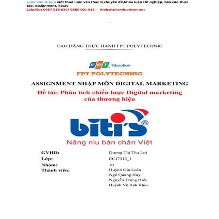 Đề tài Phân tích chiến lược Digital marketing của thương hiệu Biti's