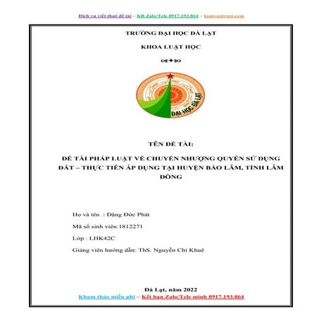Đề Tài Pháp Luật Về Chuyển Nhượng Quyền Sử Dụng Đất .docx