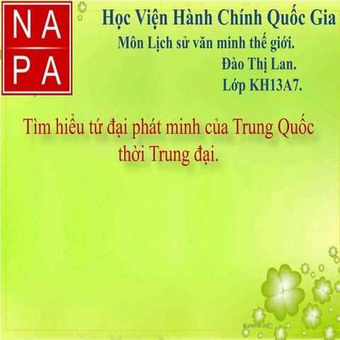 Tứ đại phát minh của trung quốc.