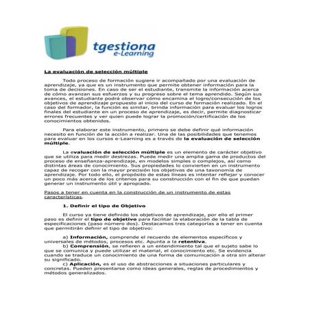La evaluación de selección múltiple