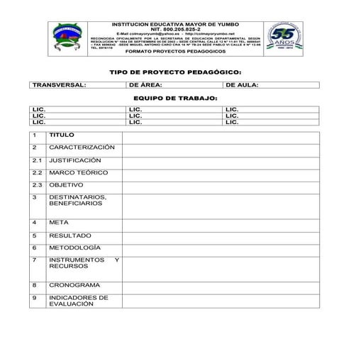 Tipo de proyecto pedagógico