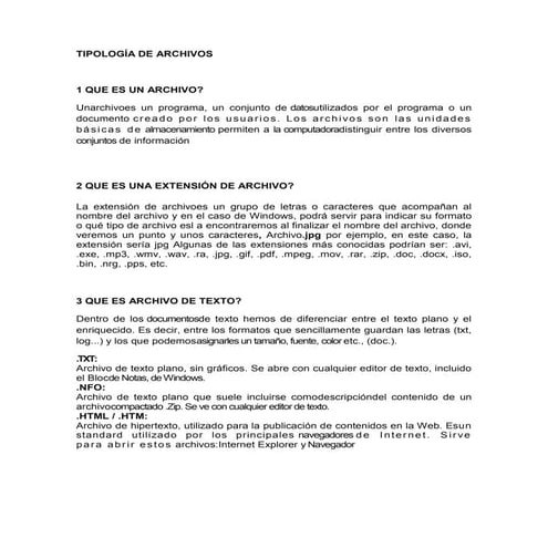 Tipología de archivos