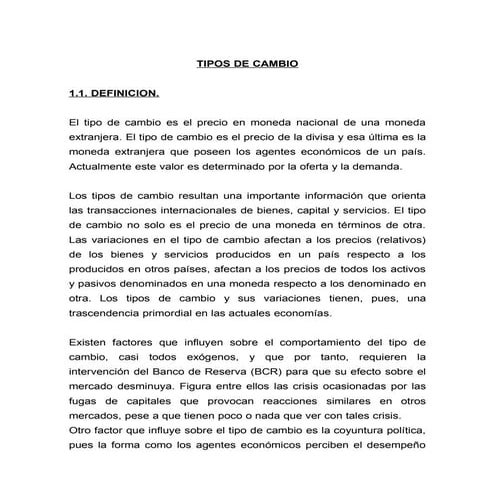 Tipos De Cambio
