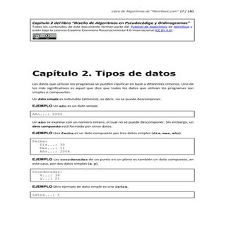 Tipos de datos en pseudocódigo