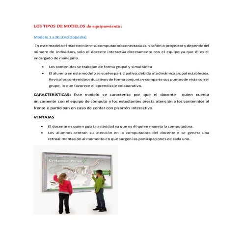 Tipos de modelos de equipamientos