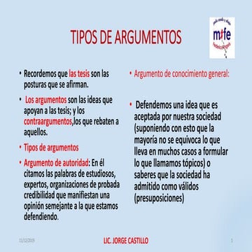 Tipos de argumentos