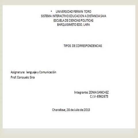 Tipos de correspondencia zonia sanchez