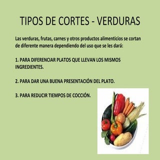 Tipos de cortes   verduras