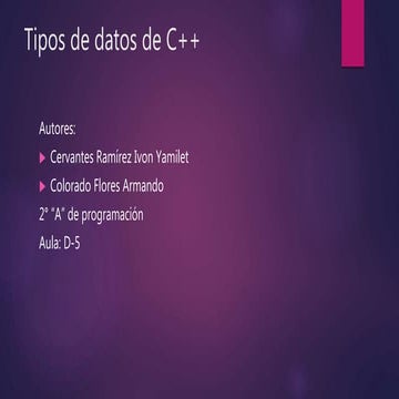 TIPOS DE DATOS PARA C++ | PPTX