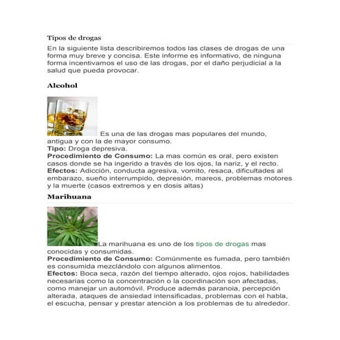 Tipos de drogas